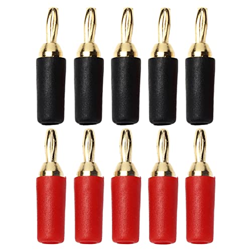 WAONIQ 5 Sets/10 Stück Bananenstecker, 2,5 mm Lautsprecher-Bananenstecker, Messing vergoldet, Lötstecker, Lautsprecherstecker, Lautsprecherstecker für Lautsprecherkabel, Rot und WAONIQ 5 Sets/10 Stück Bananenstecker, 2,5 mm Lautsprecher-Bananenstecker, Messing vergoldet, Lötstecker, Lautsprecherstecker, Lautsprecherstecker für Lautsprecherkabel, Rot und von WAONIQ