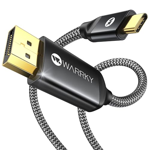 USB C DisplayPort Kabel, [4K@60Hz, 2K@165Hz, 2K@144Hz], WARRKY Vergoldete USB C auf DisplayPort Kabel, Kompatibel mit Thunderbolt 3/4, MacBook Pro/Air, Mac Mini, iPad Pro, XPS, Surface-1.8m von WARRKY