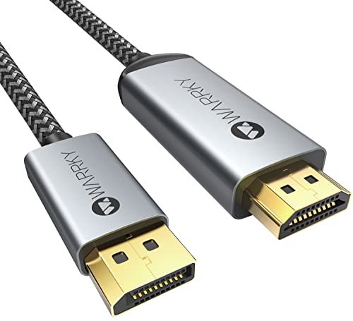 WARRKY 4K DisplayPort auf HDMI Kabel [Vergoldete, Geflochten, Aluminiumhülse] 1M Unidirektionaler DP Quelle zu HDMI Display Verbindungskabel Kompatibel für Laptop, PC, Monitor, TV, Projektor von WARRKY