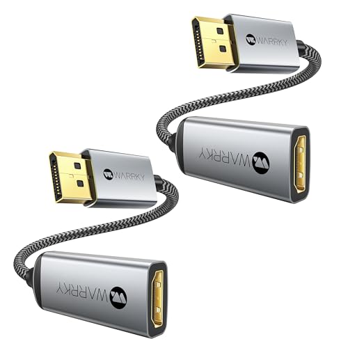 WARRKY DisplayPort auf HDMI Adapter, 2 Stück (4K UHD), [24K vergoldet Stecker, schlankes, Aluminiumhülse] Display Port auf HDMI Adapter für Lenovo, Dell, HP, ThinkPad, GPU, Grafikkarte Und Mehr von WARRKY