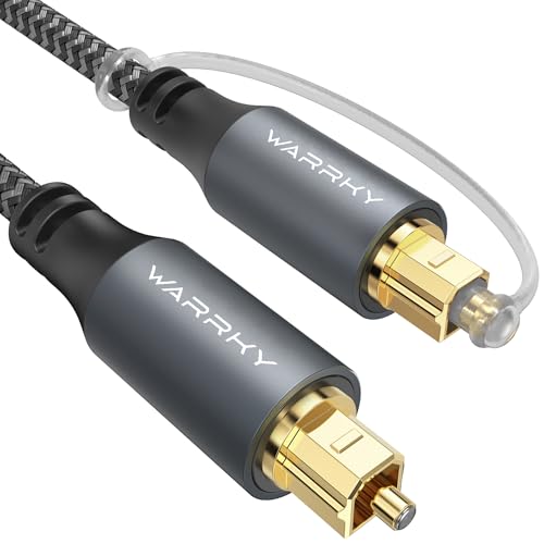 WARRKY Optisches Audiokabel, Optical Audio Cable, [Nylon Geflochten, Vergoldeter Stecker, Aluminiumhülse] Toslink kabel, Kompatibel mit LG/Samsung Soundbar, Stereoanlage, Heimkino, PS4, Xbox -1,8m von WARRKY