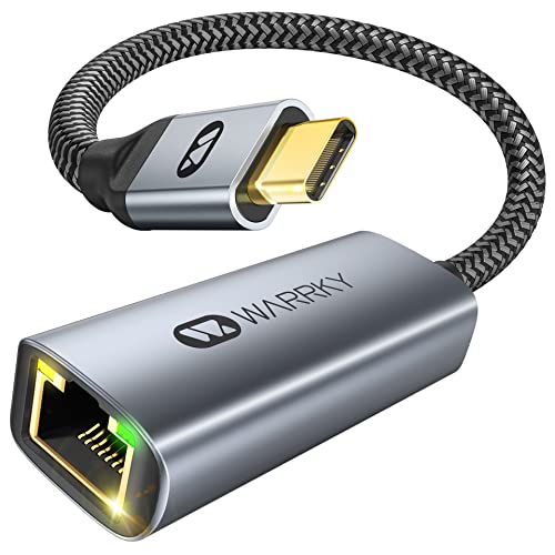WARRKY USB C auf Gigabit Ethernet Adapter, 1Gbps USB-C LAN Netzwerkadapter 【 Vergoldeter Stecker, Hochwertiger Chip 】 Kompatibel für MacBook Pro/Air, iPad Pro/Air, XPS, Dell, Surface, usw von WARRKY