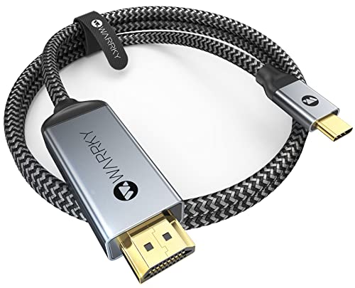 WARRKY USB C auf HDMI Kabel 4K, [Anti-Interferenz Vergoldete Stecker] Geflochten Kabel, Thunderbolt 3/4 Adapter Kompatibel für MacBook Pro/Air, iMac, iPad Pro, Galaxy S8 to S23, Surface, Dell, HP- 3m von WARRKY