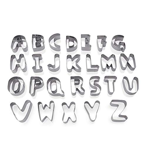 WAS 1693 026 Edelstahl Ausstechformen Set, 8cm Länge, 2.5cm Höhe, Set mit 26 Buchstaben von A bis Z von WAS IST WAS