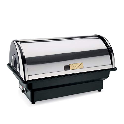 WAS Germany 1460 509 Elektrische Chafing Dish mit CNS-Rolltop-Deckel, 56 cm X 36 cm X 25 cm, 230 V / 420-500 W / 50-60 Hz von WAS