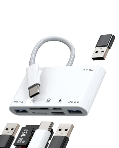 Adapter USB C OTG 6in1 Kartenleser SD Micro SD TF Ladegerät für Apple iPhone für iPad Macbook kompatibel für Samsung Android Speicherstick Kamera Zubehör von WASRUYI
