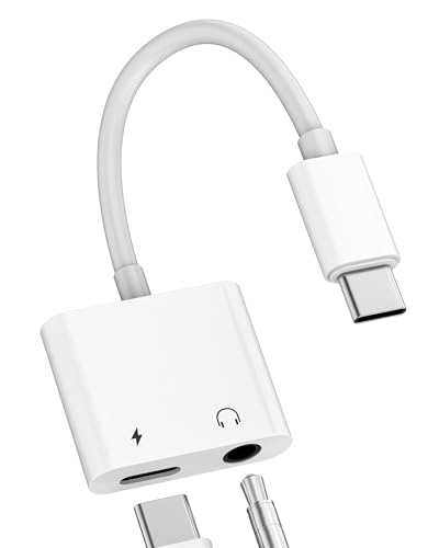 Adapter USB C auf 3,5 mm Kopfhörer Jack (2 in 1) Typ-C Laden Splitter Auto Aux Audio Kabel für Apple iPhone 16 15 Headphone Mikrofon Splitter kompatibel für Samsung S24 für iPad Air Typ C Adapter von WASRUYI