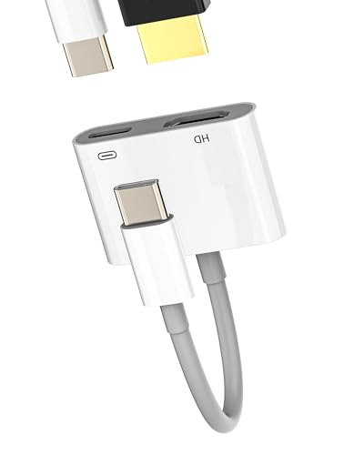 Adapter USB C auf HDMI (2-in-1) Ladegerät Kabel Typ C für iPhone 16 Pro Max MacBook für iPad kompatibel mit Samsung S24 S23 S22 TV Displayport Splitter Thunderbolt Display Gerät Anschluss von WASRUYI
