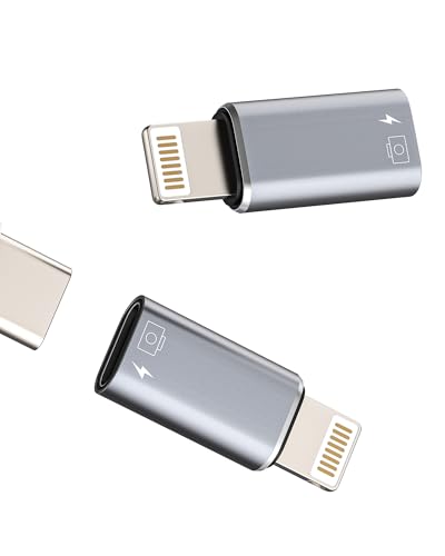 OTG Kopfhörer Adapter USB C Buchse auf Lightning Stecker (2er-Pack) für iPhone 14 Pro Max für iPad Ladegerät Konverter für Apple MFi Certified Daten Aux Audio Typ C Ladegerät Kabel von WASRUYI