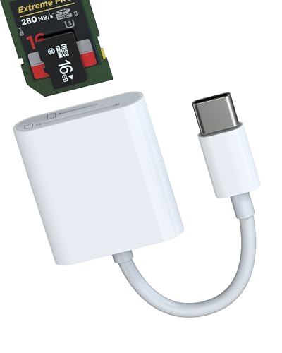 USB C auf SD Micro SD Kartenleser Adapter (2-in-1) für TF-Speicherkarte für Apple iPhone 16 15 Pro für iPad Mac, kompatibel für Samsung Digitalkamera, Android, Laptop, kompakte Übertragung, Computer, von WASRUYI