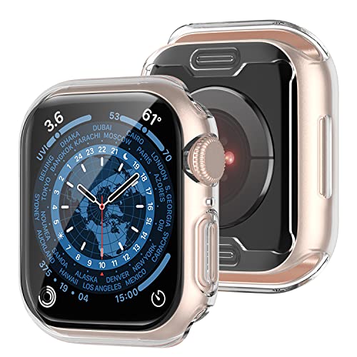 2er-Pack Hülle mit Displayschutzfolie Kompatibel mit Apple Watch Series 8/7 45mm,Crystal Clear Slim Fit Schutzhülle für iWatch 45mm Zubehör,Klar von WATACHE