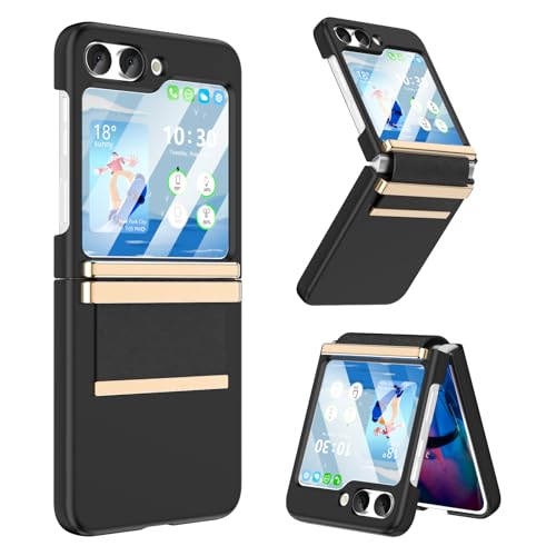 Entworfen für Galaxy Z Flip 6 Hülle mit Scharnierschutz, Samsung Flip 6, Metalldesign, stoßfest, Ganzkörper-Schutzhülle für Z Flip 6 5G (2024), Schwarz von WATACHE