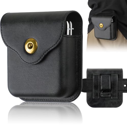 Handy-Holster für Samsung Galaxy Z Flip6 Flip5 Flip4 Flip3, Klapphülle aus Leder für Motorola RAZR+ 2024 2023, Handy-Gürtelclip, Holster, Tragetasche, Kartenhalter, Schwarz Handy-Holster für Samsung Galaxy Z Flip6 Flip5 Flip4 Flip3, Klapphülle aus Leder für Motorola RAZR+ 2024 2023, Handy-Gürtelclip, Holster, Tragetasche, Kartenhalter, Schwarz von WATACHE