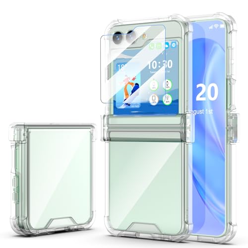 Schutzhülle für Samsung Galaxy Z Flip 5, mit Scharnierschutz und eingebautem gehärtetem Displayschutz, stoßfester Schutz, schlanke Handyhülle, transparent für Z Flip 5 5G (transparent) von WATACHE