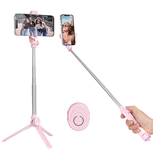 Selfie Stick,Erweiterbarer Bluetooth Selfie Stick mit drahtloser Fernbedienung, Telefonstativ für iPhone 13 Pro Max /12 Pro Max /11/ Xs Max/X / 8P / 7P / 6S, Galaxy S21/S10/Note 10,GL mehr (Rosa) von WATACHE