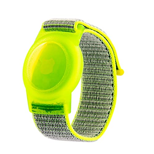 WATACHE AirTags Weiche Silikon-Uhrenarmbänder, Sicherheit und Kindersicherung, Anti-Lost, Anti-Kratz-Schutz für die Positionierung des Airtag-Tracking-Armbands(gelb) von WATACHE