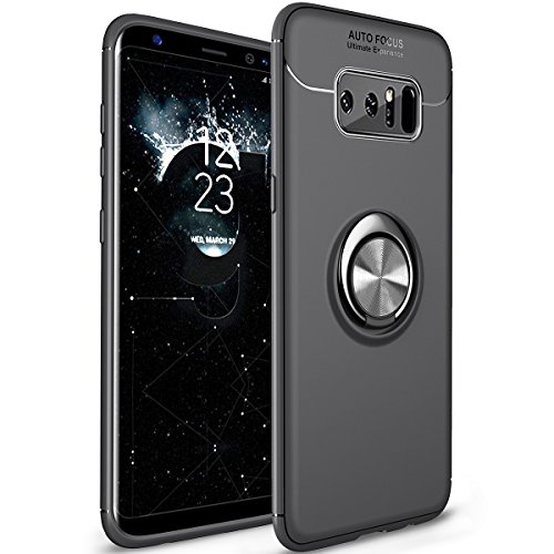 WATACHE Galaxy Note 8 Hülle, Metall Ring Grip Halter Ständer Slim Soft TPU Schutzhülle mit Unterstützung Magnetische Auto Mount Funktion für Samsung Galaxy Note 8(Schwarz) von WATACHE