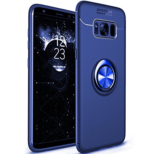 WATACHE Galaxy S8 Hülle, Ring Kickstand 360 Grad rotierenden Ring Drop Schutz Stoßdämpfung weichen TPU Cover [Arbeit mit magnetischen Auto Halterung] für Samsung Galaxy S8(Blau) von WATACHE