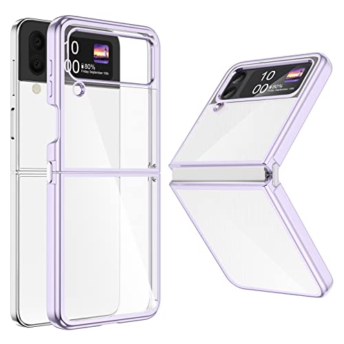 WATACHE Schutzhülle für Galaxy Z Flip 3, Z Flip 3, transparent, dünn, transparent, stoßfest, Scharnier, weiches TPU, Flip3, Violett von WATACHE