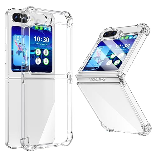 WATACHE Schutzhülle für Galaxy Z Flip 5, Z Flip 5, transparent, dünn, transparent, stoßfest, Scharnier, weiches TPU-Flip5, Handyhülle (transparent) von WATACHE