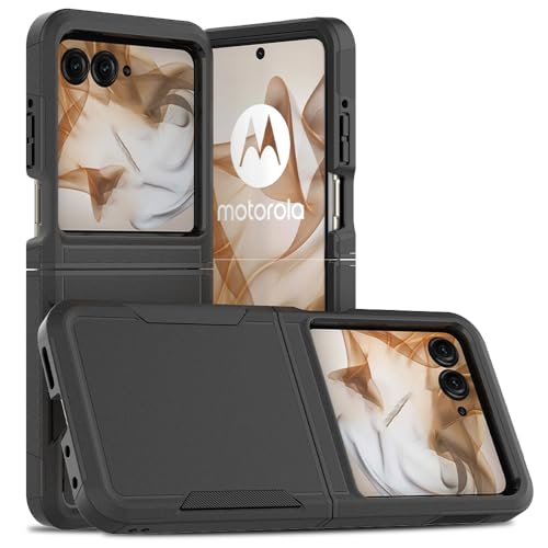WATACHE Schutzhülle für Motorola RAZR 2024 (nicht für Razr Plus 2024), militärischer Fallschutz, mattes Polycarbonat [Fingerabdruckresistent], weiche TPU-Hülle für Moto Razr 50 (schwarz) von WATACHE