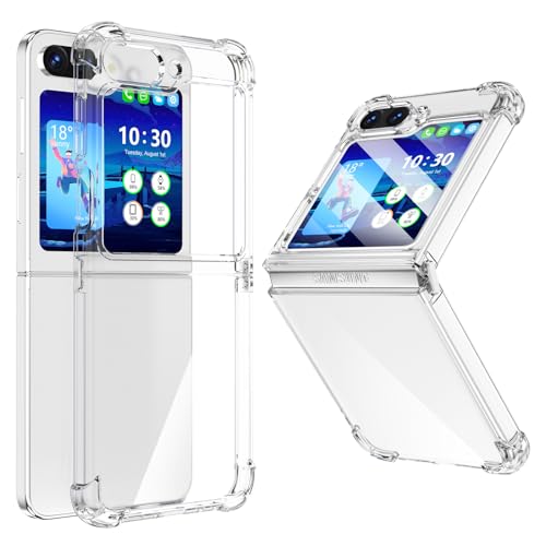 WATACHE Schutzhülle für Samsung Galaxy Z Flip 6, Z Flip 6, transparent, dünn, transparent, stoßfest, Scharnier, weiches TPU, Flip 6, 2024 5G (transparent) von WATACHE