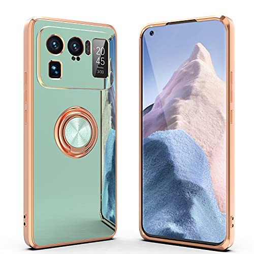 WATACHE für Xiaomi Mi 11 Ultra Hülle, Slim Fit Schutzhülle für die Telefonhülle mit [Ringhalter-Ständer] [Magnetische Autohalterung] für Xiaomi Mi 11 Ultra 5G,Cyan von WATACHE