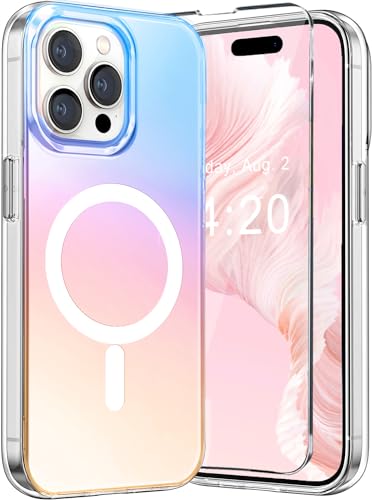 WATEFULL Kompatibel mit iPhone 15 Pro MagSafe Hülle für Frauen Mädchen, fluoreszierend schillernd holografisch matt Luxus iPhone 15 Pro 6,1 Zoll Hülle [1 Displayschutzfolie] [3 m Fallschutz] von WATEFULL
