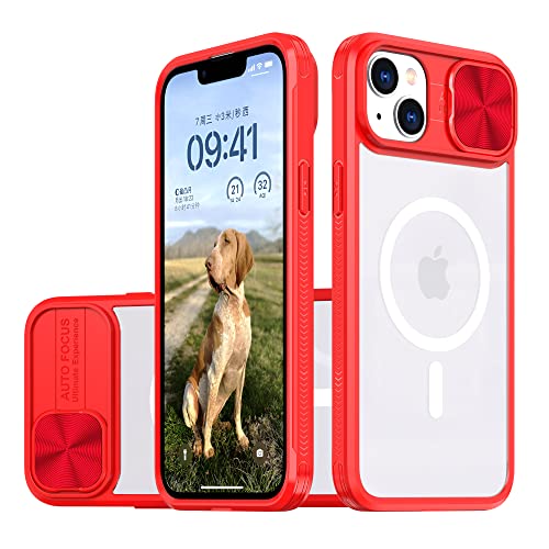 WATEFULL Transparente Hülle, kompatibel mit iPhone 14 Plus MagSafe mit verschiebbarer Kamera-Abdeckung, [starke Magnete] [Anti-Gelb] transparente Acryl-Rückseite, weicher TPU-Rahmen, iPhone 14 Plus 17 von WATEFULL