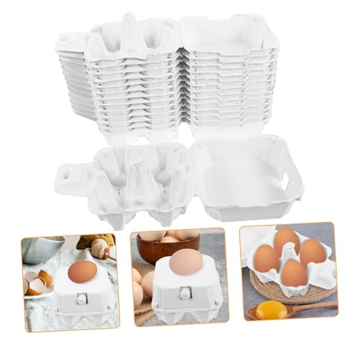 WATIIFUFU 50 Stück Eierkarton Eierkisten Schachteln aus Pappe für 4 Eier Eierbehälter Eierhalter Eierbox gefrierschrank mini Halter für Eierschalen Wachteleier Kartons Zellstoff von WATIIFUFU