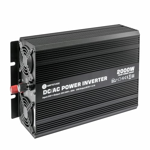 WATTSTUNDE 12V Reiner Sinus Spannungswandler mit Netzvorrangsschaltung und Ladegerät für Lithium (WS24/2000SI) von WATTSTUNDE