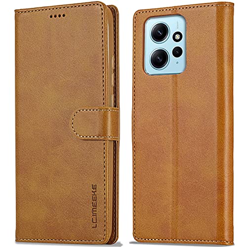 WAURZ Hülle für Xiaomi Redmi Note 12 4G, Handyhülle Schutzhülle Hülle Leder Klappbar Flip Case mit Kartenfach Magnet Ständer Handytasche Hüllen Etui Klapphülle Cover für Xiaomi Redmi Note 12 4G,Gelb von WAURZ