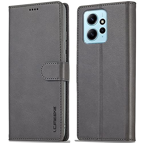 WAURZ Hülle für Xiaomi Redmi Note 12 4G, Handyhülle Schutzhülle Hülle Leder Klappbar Flip Case mit Kartenfach Magnet Ständer Handytasche Hüllen Etui Klapphülle Cover für Xiaomi Redmi Note 12 4G,Grau von WAURZ