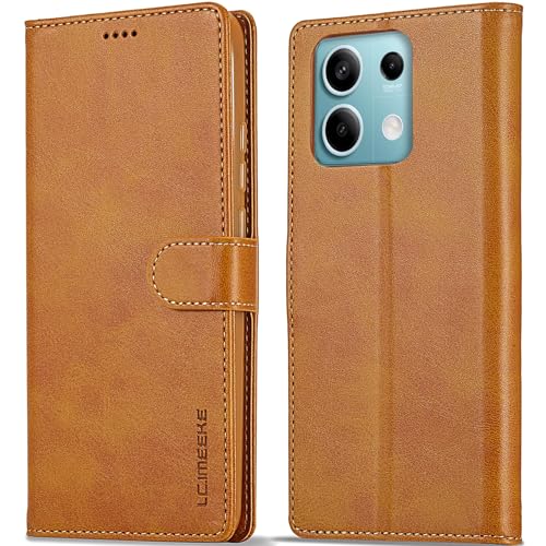 WAURZ Hülle für Xiaomi Redmi Note 13 5G, Schutzhülle Leder Klappbar Flip Case mit Kartenfach Magnet Ständer Handytasche Hüllen Etui Cover Klapphülle für Redmi Note 13 5G, Gelb von WAURZ