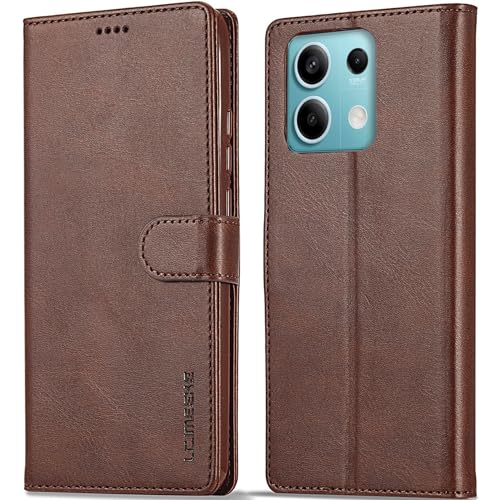 WAURZ Hülle für Xiaomi Redmi Note 13 5G, Handyhülle Schutzhülle Hülle Leder Klappbar Flip Case mit Kartenfach Magnet Ständer Handytasche Hüllen Etui Cover Klapphülle für Redmi Note 13 5G,Braun von WAURZ