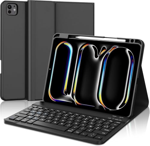 WAVATA Tastatur für iPad Pro 11 M4 2024, Magnetische Bluetooth Abnehmbare QWERTZ Tastatur Hülle für iPad Pro 11 Zoll, Schwarz von WAVATA