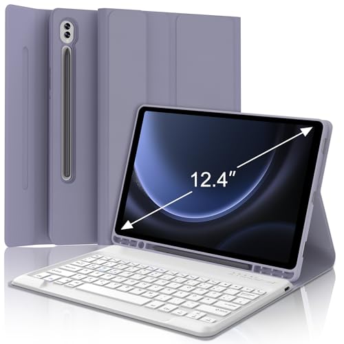 WAVATA Tastatur für Samsung Galaxy Tab S9 FE+/S9 Plus /S10+ 12.4", Hülle mit Tastatur für Samsung Tab S10 Plus /S9+ /S9 FE+ Tastatur Abnehmbar Deutsches QWERTZ Layout, Lila von WAVATA
