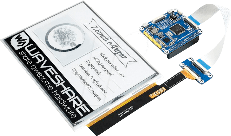 RPI EPA 7.8 - Raspberry Pi - Display ePaper, 7,8'', schwarz/weiß von WAVESHARE