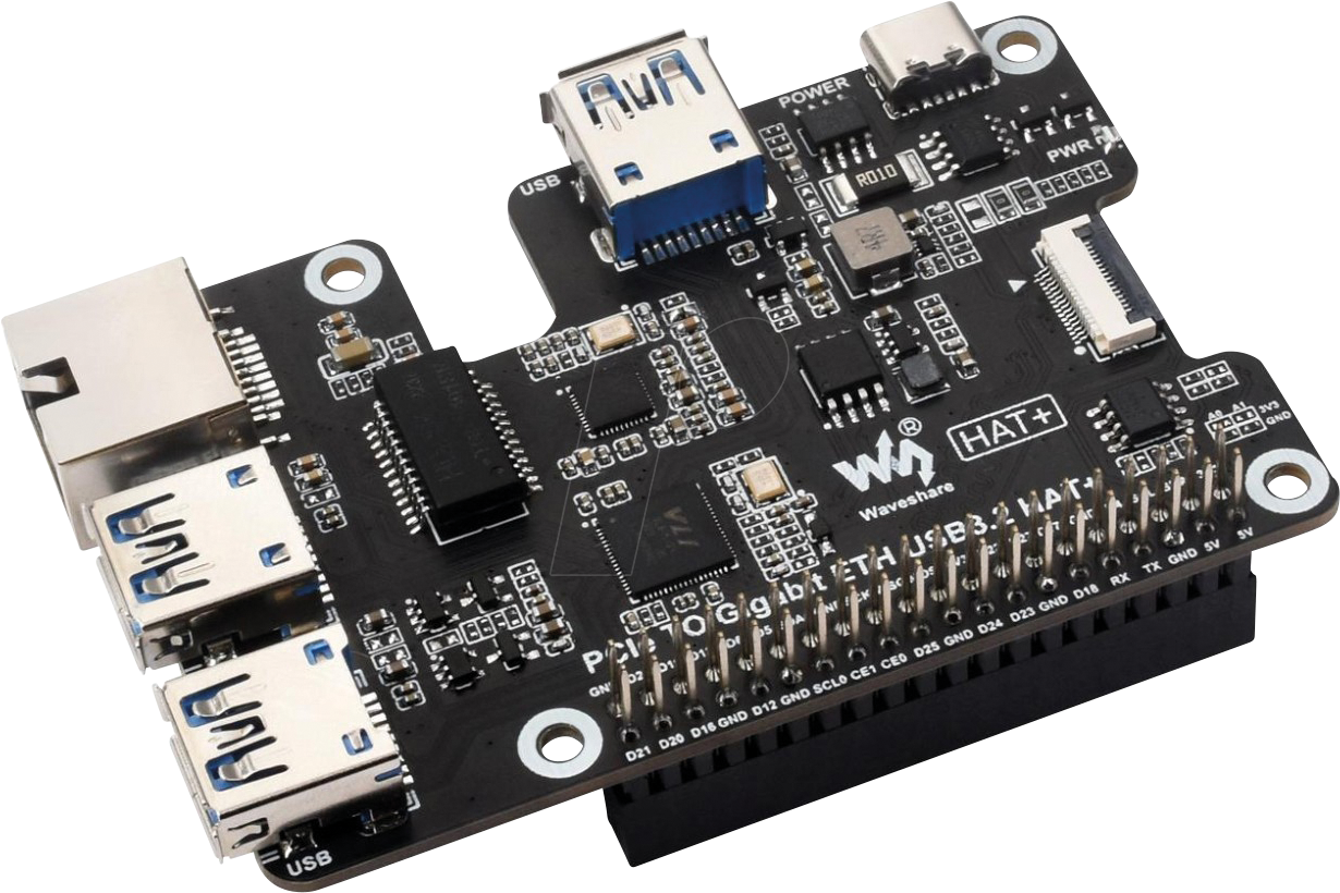 RPI PCIE 2 ETH - Raspberry Pi - USB-/LAN-Hub (4+1), pHAT von WAVESHARE