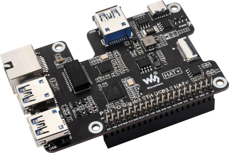 RPI PCIE 2 ETH - Raspberry Pi - USB-/LAN-Hub (4+1), pHAT von WAVESHARE