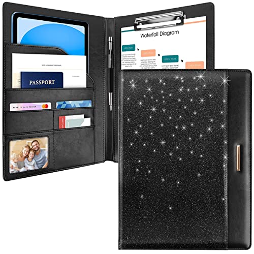 WAVEYU Glitzer-Padfolio/Lebenslauf-Portfolio-Ordner für Damen und Herren, niedlich, schick, Padfolio-Einband, Konferenz-/Rechtsdokumenten-Organizer mit Brief/A4-Größe, Dokumentenhülle, Schwarz WAVEYU Glitzer-Padfolio/Lebenslauf-Portfolio-Ordner für Damen und Herren, niedlich, schick, Padfolio-Einband, Konferenz-/Rechtsdokumenten-Organizer mit Brief/A4-Größe, Dokumentenhülle, Schwarz von WAVEYU