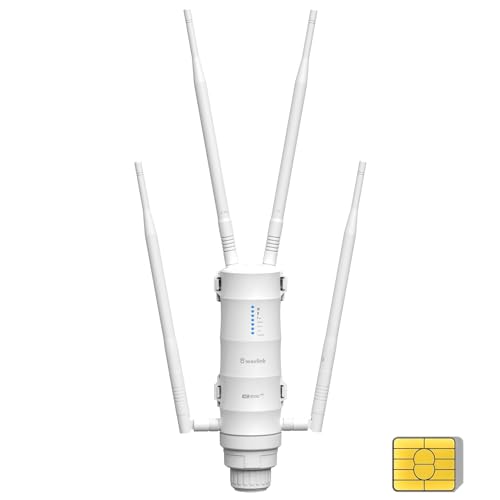 AC1200 Outdoor 4G LTE Router SIM Karte, WAVLINK Outdoor SIM Router PoE mit AC1200 (2.4G 300Mbps + 5G 867Mbps) + CAT4 4G (150Mbps), SIM Karte, wetterfestes Gehäuse, 2*Gigabit WAN/LAN, Nano SIM von WAVLINK