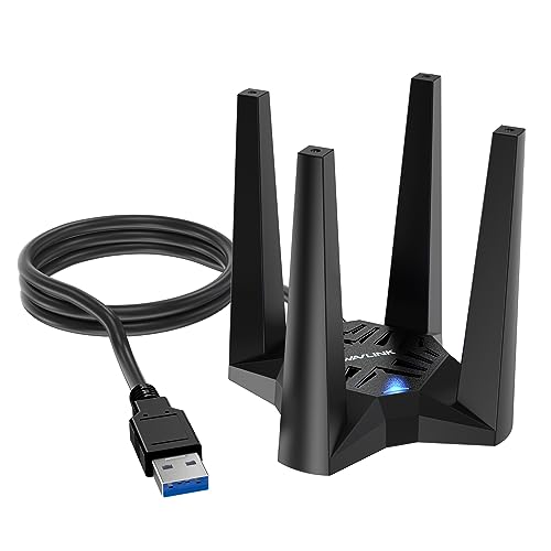 AX1800 USB WLAN Stick für PC, WAVLINK WiFi 6 USB WLAN Adapter PC, 1201Mbit/s 5GHz + 574Mbit/s 2.4G, WPA3-Verschlüsselung, eingebauter Treiber, Schwarz, NUR für Windows 10/11 von WAVLINK