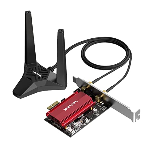 AX5400 WiFi 6E WLAN PCIe Karte für pc mit Bluetooth 5.3, WAVLINK 5378 Mbit/s Tri Band WiFi 6E PCIe WLAN Karte, Intel WiFi 6E-Chip, WPA3, Magnetfußantennen für Windows 11/10 (64 Bit) Desktop-PC von WAVLINK