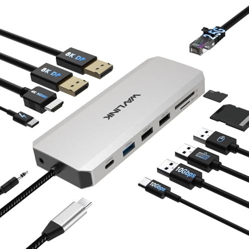 Laptop Docking Station, WAVLINK Displayport Docking Station mit Dual DP, HDMI, 100W PD IN, 10Gbps USB A/C, 2,5G Ethernet Port für Dell/HP/Lenovo usw., nur für Windows Systerm Computer Laptop Docking Station, WAVLINK Displayport Docking Station mit Dual DP, HDMI, 100W PD IN, 10Gbps USB A/C, 2,5G Ethernet Port für Dell/HP/Lenovo usw., nur für Windows Systerm Computer von WAVLINK
