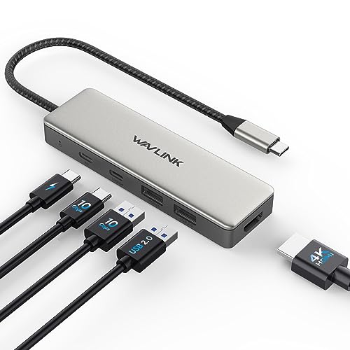 USB C 3.2 Hub HDMI, WAVLINK 10Gbps USB C auf HDMI Adapter mit 85W PD-Ladung, 4K60Hz HDMI, 10G USB 3.2 A/C, USB 2.0 für MacBook Air/Pro, iPad, Samsung, Lenovo, Dell, HP, Acer, Chromebook, Surface Go von WAVLINK