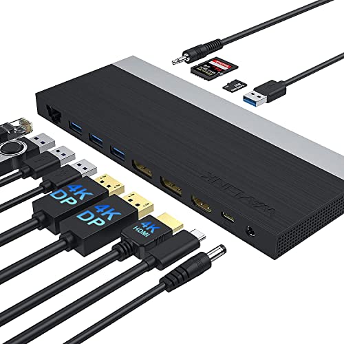 USB C Docking Station Triple Display, USB C Hub, 13 in 1 Dockingstation, WAVLINK USB-C Adapter mit 2 * 4K DP, HDMI,130W Netzteil(100W PD) Ethernet,4 USB3.0, SD/TF,Audio, USB C-Dock für HP Dell Lenovo von WAVLINK