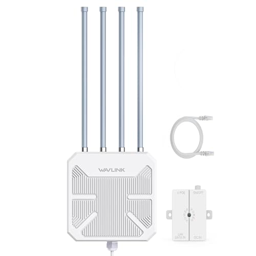 WAVLINK 1800 Mbit/s Outdoor WLAN Access Point, Outdoor WiFi 6 WLAN Repeater/WLAN Router (2.4GHz 574Mbit/s + 5GHz 1201Mbit/s) mit PoE, WPA3, 4 x 8 dBi Antennen, IP67 Weatherproof Enclosure von WAVLINK