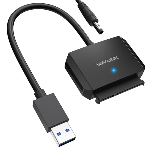 WAVLINK USB 3,0 auf SATA Adapter - inkl. 12V 2A DC-Netzteil für 2,5" oder 3,5" SSD und HDD USB zu SATA Kabel 2.5 oder 3.5 Zoll Festapltten Adapter von WAVLINK