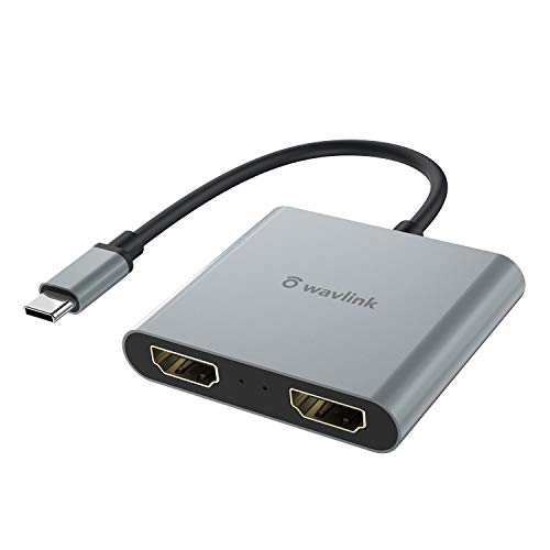 Wavlink USB-C-Adapter auf DualHDMI 4 K MST, tragbarer USB-C-Hub, Konverter Typ C auf HDMI 4 K für Macbook Pro, MacBook Air, iPad Pro und Plus, kompatibel mit Windows, Mac OS, Linux von WAVLINK